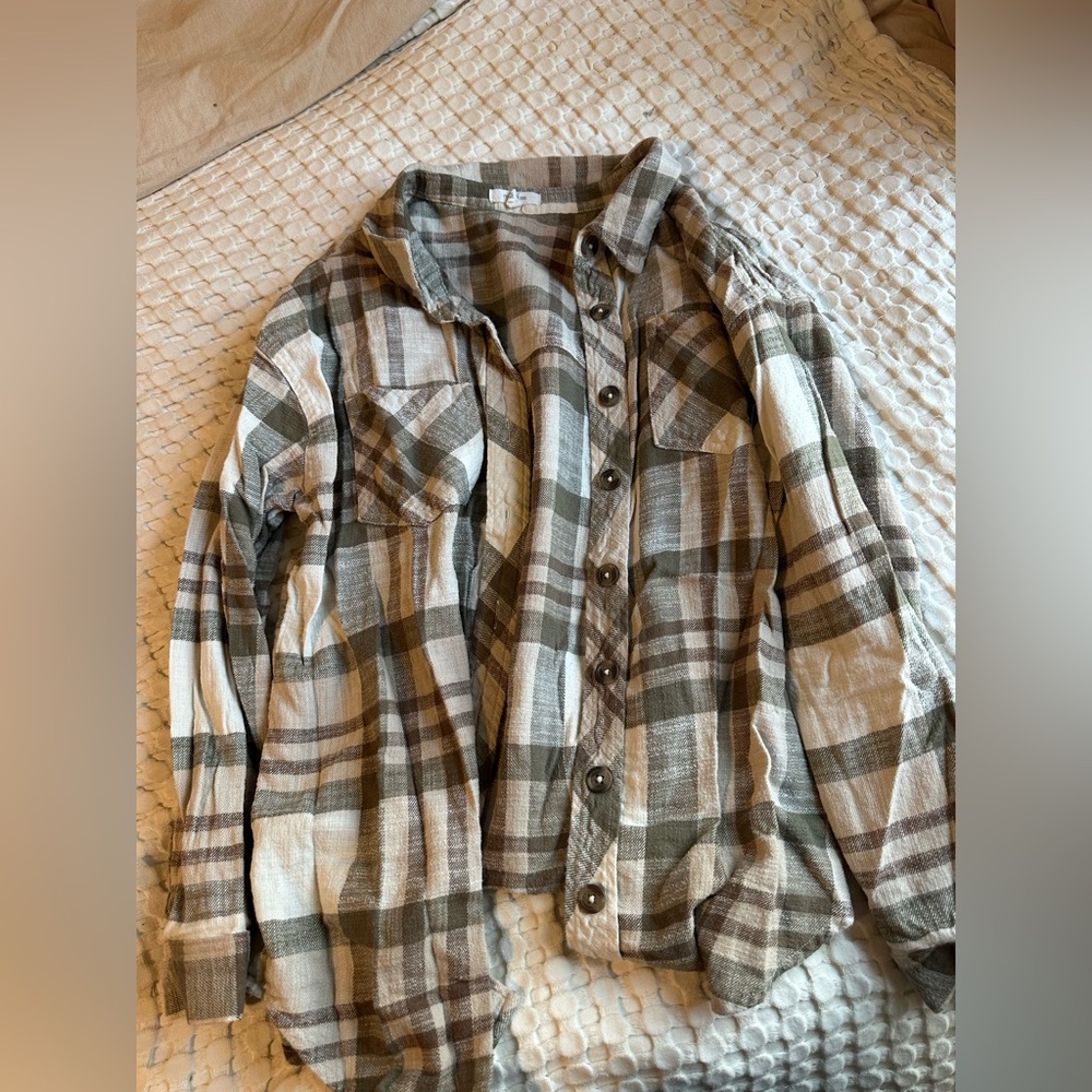 Beige, brown button up